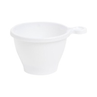 Copos de plástico brancos de 80 ml com pega - 18 unid.