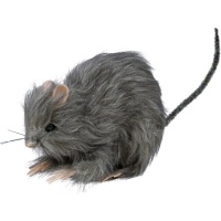 Rato cinzento peludo de 15 cm