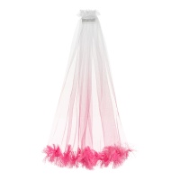 Véu de noiva tule branco e rosa