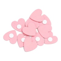 Figurinhas de madeira com autocolante de coração cor-de-rosa - 12 unid.
