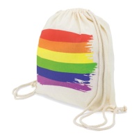 Mochila de algodão com bandeira arco-íris