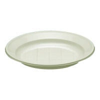 Pratos fundos de plástico 20,5 cm creme - 50 unid.