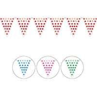 Faixa de plástico branca de 5 m com pontos coloridos