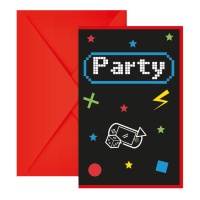 Convites Gamer para festa de videojogos - 6 unidades