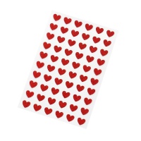 Autocolantes vermelhos brilhantes em forma de coração de 1 cm - 60 peças