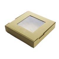Caixa para biscoitos em kraft 17,3 x 17,3 x 3 cm com janela