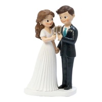 Figura para bolo de casamento de brinde com noivo moreno 11,8 x 19,5 cm