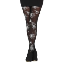 Collants pretos com teias de aranha para adultos