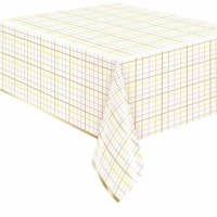 Toalha de mesa axadrezada metálica dourada 1,37 x 2,13 m