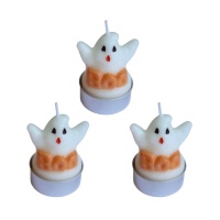 Pack de velas fantasmas de Halloween de 5 cm - 3 unidades