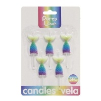 Velas de cauda de sereia 7 cm - 5 unidades