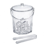 Balde para gelo de plástico 19 x 15 x 15 cm com pinças