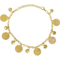 Tornozeleira com moedas douradas