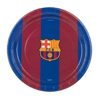 Pratos do FC Barcelona de 18 cm com faixas blaugrana - 8 unidades