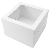 Caixa branca de 30 x 30 x 25 cm para bolo, com janela superior