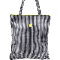 Bolsa de tecido Vichy com zíper flúor