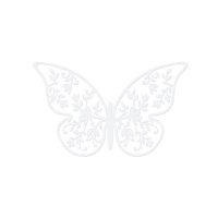 Decoração em papel borboleta com flores 6,5 x 4 cm - 10 unidades