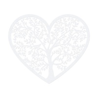 Decoração de papel de corações com árvores 13,5 x 11,5 cm - 10 unid.
