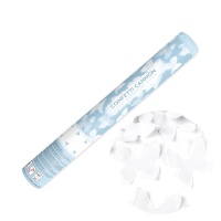 Canhão de confettis borboletas brancas de 40 cm