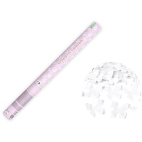 Canhão de confettis de borboleta branca com 60 cm.