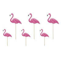 Picks de Flamingos Havaianos - 6 unidades