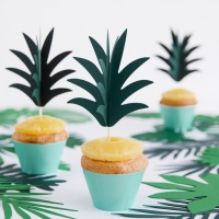 Palitos para cupcakes em forma de folha de ananás - 6 unid.