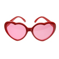 Óculos com forma de coração vermelho