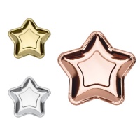 Pratos metálicos em forma de estrela de 18 cm - 6 unid.