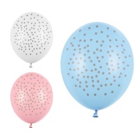 Balões de látex em tons pastel com bolinhas douradas 30 cm - PartyDeco - 6 unidades