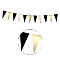 Galhardete triangular preto e dourado - 2,15 m