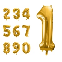 Balão de número gigante dourado metalizado- 86 cm - PartyDeco