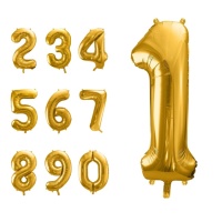 Balão número dourado 86 cm - PartyDeco - 1 unidade