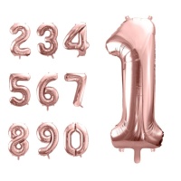 Balão número dourado cor-de-rosa 86 cm - PartyDeco - 1 unidade