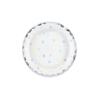 Pratos brancos com estrelas coloridas de 18 cm - 6 unidades