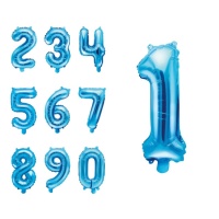 Balão número azul 35 cm - PartyDeco - 1 unidade