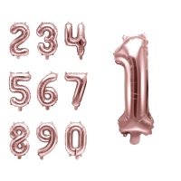 Balão número rosa dourado 35 cm - PartyDeco