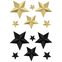Estrelas decorativas de papel - 6 unidades