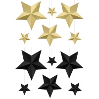 Estrelas de papel decorativas - 6 peças