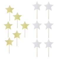 Palitos para cupcakes com estrela - 6 unid.