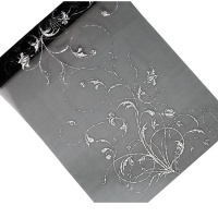 Corredor de mesa em organza de 36 cm com ramos prateados - 9 m