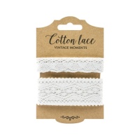 1,5 m de fita de renda de algodão branco - 2 pcs.