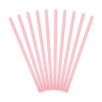 Palhinhas de papel cor-de-rosa lisas - 10 unidades