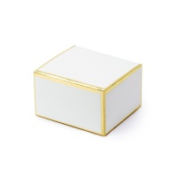 Caixa quadrada branca com margem dourada de 6 cm - 10 unidades