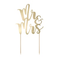 Topper dourado de Mr and Mrs para bolo - PartyDeco