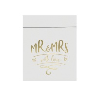 Sacos de papel Mr and Mrs dourado - 6 unidades