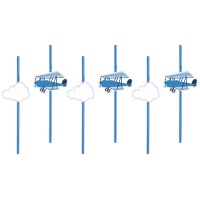 Palhinhas de plástico de Aviadores - 6 unidades