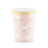 Copos de gatinho cor-de-rosa 200ml - 6 peças