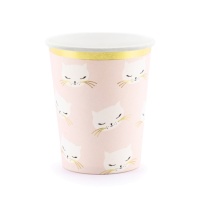 Copos de gatinho cor-de-rosa 200ml - 6 peças