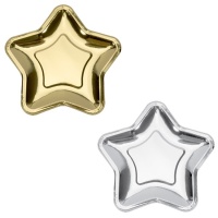 Pratos metálicos em forma de estrela de 23 cm - 6 unid.