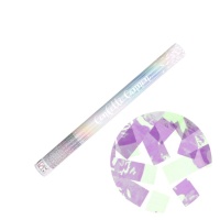 Canhão de confettis com tiras brancas iridescentes - 60 cm